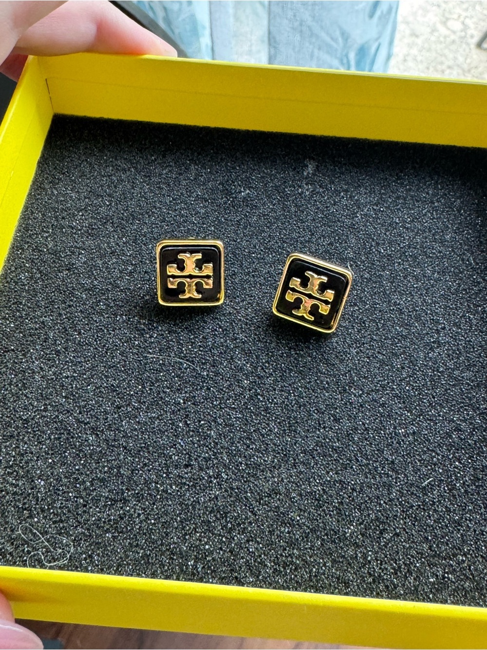 Tory Burch Black and Gold Earrings